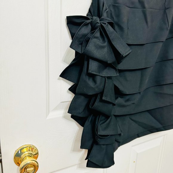 ANGELO TARLAZZI PARIS WOOL TIERED BOW LITTLE BLACK PENCIL SKIRT FRANCE - Picture 3 of 9